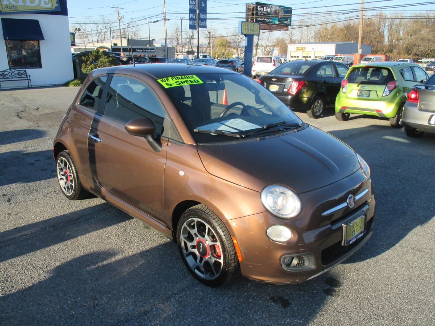 2013 BROWN* Fiat 500 Sport Hatchback (3C3CFFBR5DT) with an 1.4L L4 engine, located at 1254 Manheim Pike, Lancaster, PA, 17601, (717) 393-9133, 40.062870, -76.323273 - Photo#2