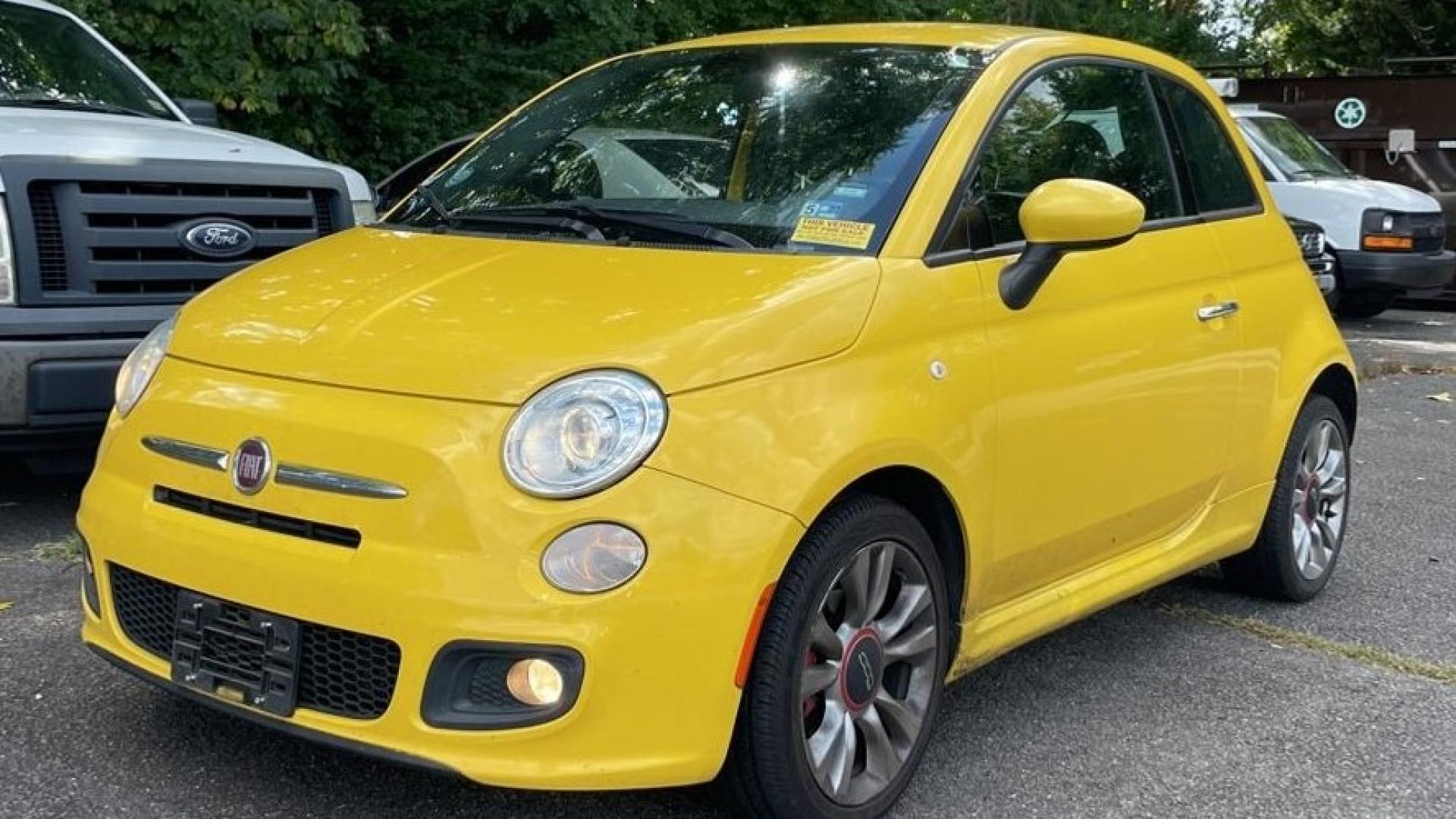 2015 YELLOW Fiat 500 Sport Hatchback (3C3CFFBR8FT) with an 1.4L L4 engine, located at 1254 Manheim Pike, Lancaster, PA, 17601, (717) 393-9133, 40.062870, -76.323273 - Photo#0