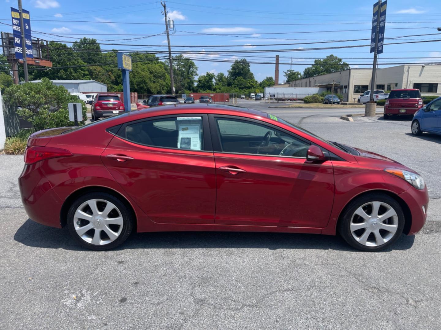 2013 RED Hyundai Elantra Limited (5NPDH4AE9DH) with an 1.8L L4 DOHC 16V engine, 6-Speed Automatic transmission, located at 1254 Manheim Pike, Lancaster, PA, 17601, (717) 393-9133, 40.062870, -76.323273 - Photo#3