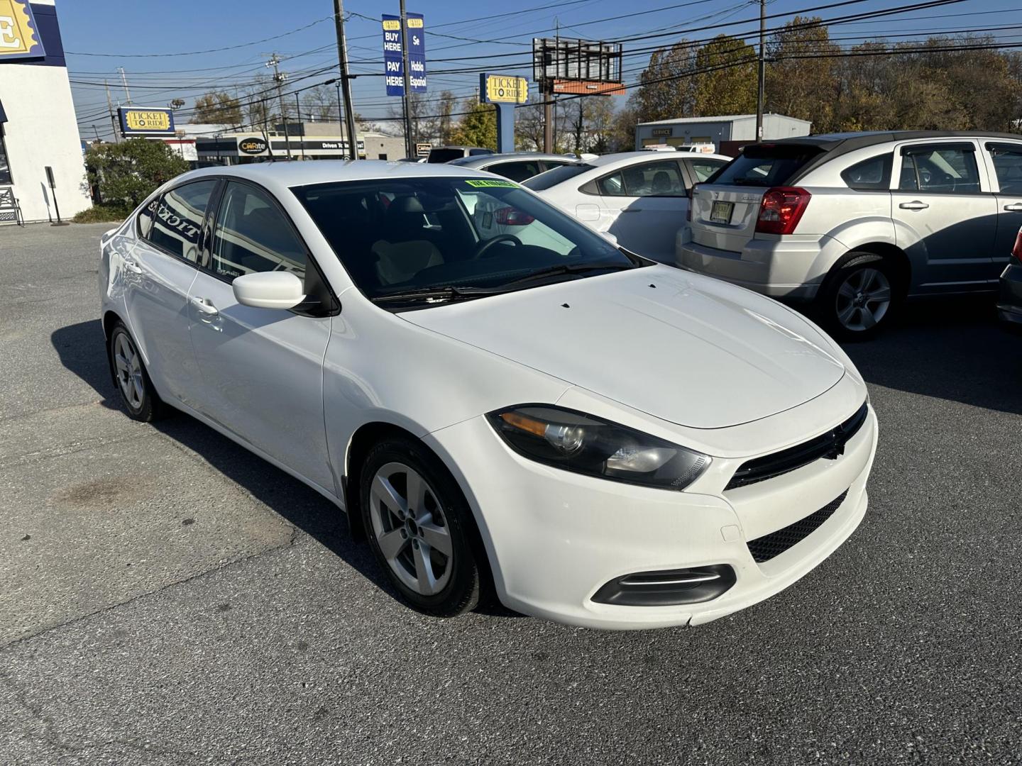 2015 WHITE Dodge Dart SXT (1C3CDFBB5FD) with an 2.4L L4 DOHC 16V engine, located at 1254 Manheim Pike, Lancaster, PA, 17601, (717) 393-9133, 40.062870, -76.323273 - Photo#1