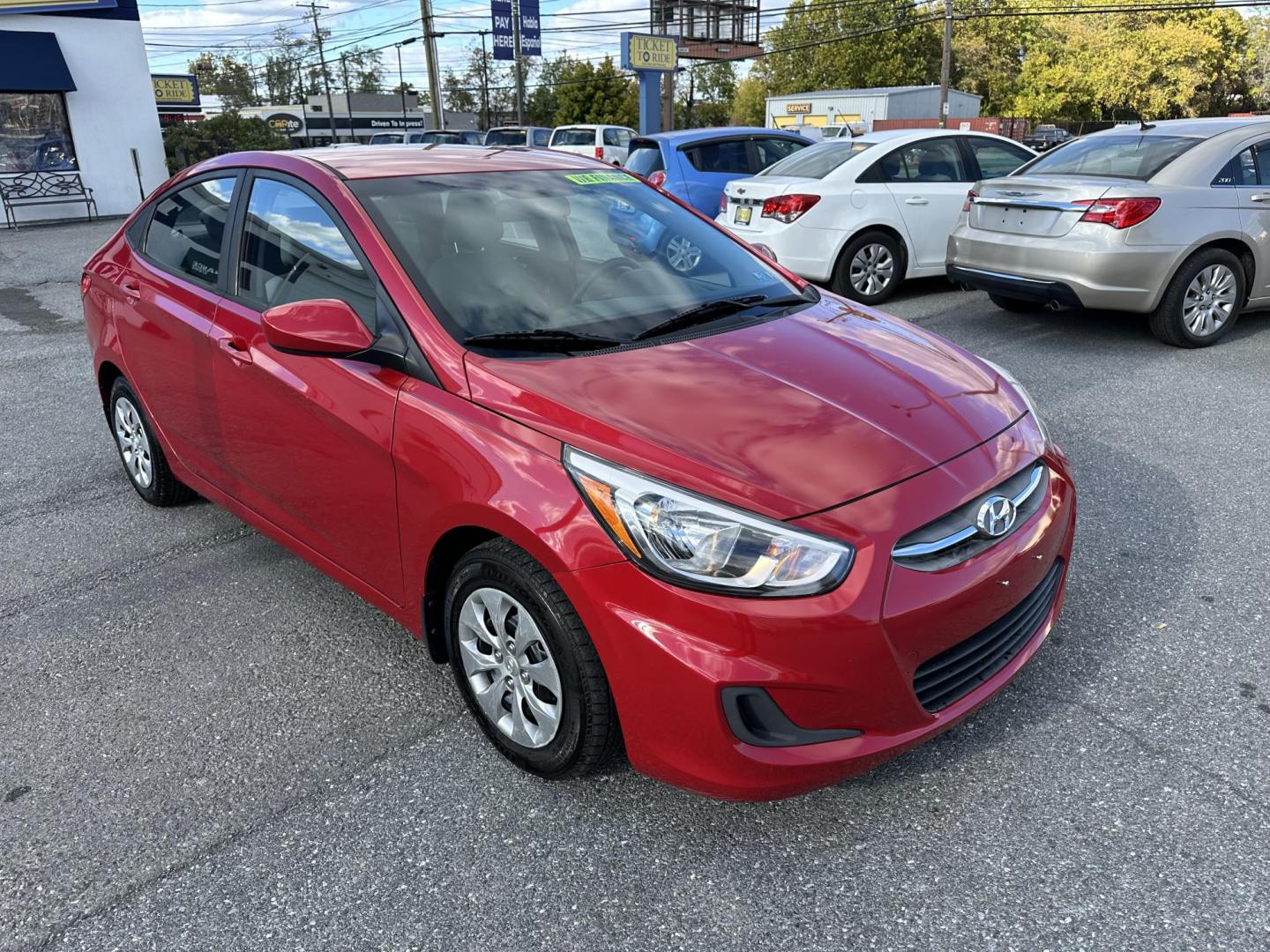 2016 RED Hyundai Accent SE 4-Door 6A (KMHCT4AE7GU) with an 1.6L L4 DOHC 16V engine, 6A transmission, located at 1254 Manheim Pike, Lancaster, PA, 17601, (717) 393-9133, 40.062870, -76.323273 - Photo#2